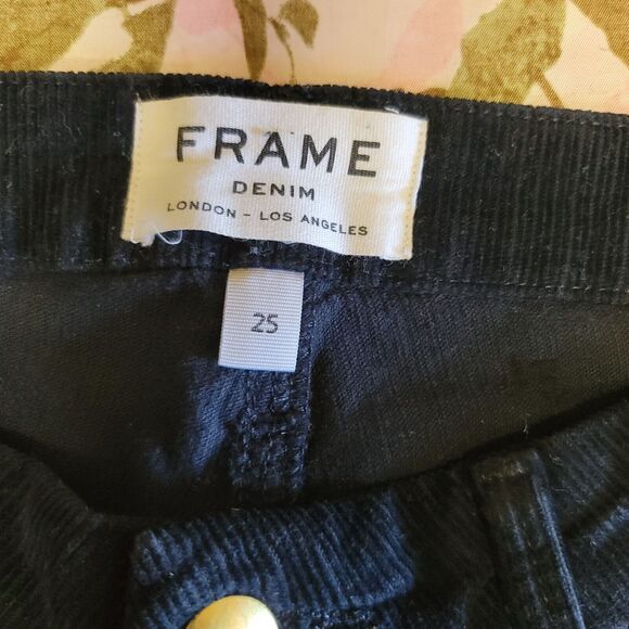 Frame Deep Dive Blue Corduroy Le Crop Mini Boot Womens Size 25 - Picture 4 of 13